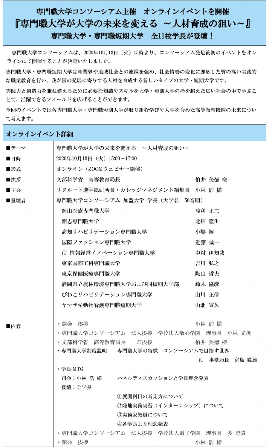 専門職大学が大学の未来を変える ～人材育成の狙い～