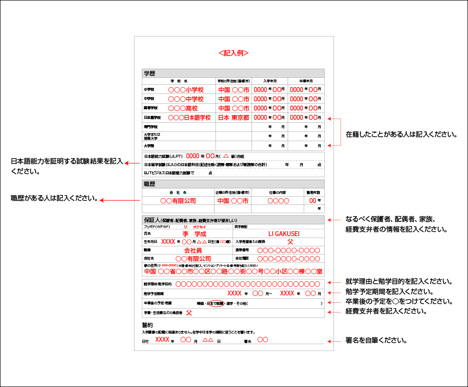 「裏」記入例